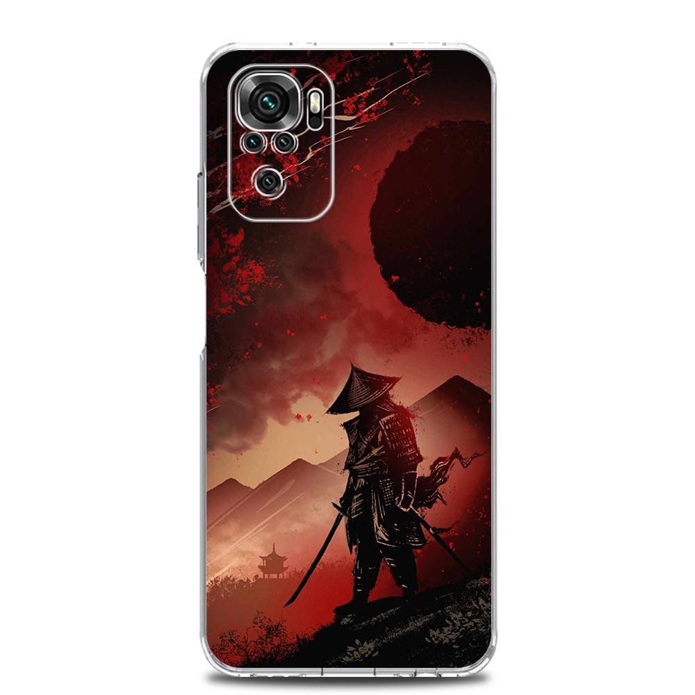 Japanese Bushido Samurai Clear Phone Case For Xiaomi Redmi Note 12 5G 9S 9 8 10 11 Pro+ 9T 8T 10C 9C 9A 7 Pro Soft Back Cover