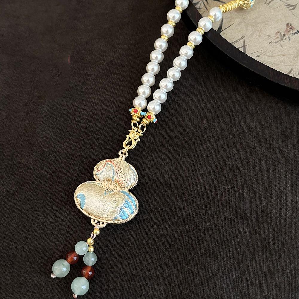 Beads Song Brocade Gourd Necklace Luxury Pearl Long Sweater Chain Women