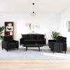 3-teiliges Sofaset mit Kissen Schwarzer Samt