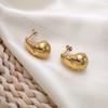 18K Gold Water Drop Stainless Steel Stud Earrings Fashionable Versatile Comma Metal Titanium Steel Earrings Women