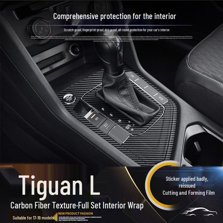 Volkswagen Tiguan L Interior Carbon Fiber Film (2017-2019) - Anti-Scratch, Anti-Kick, Center Console & Door Coverage