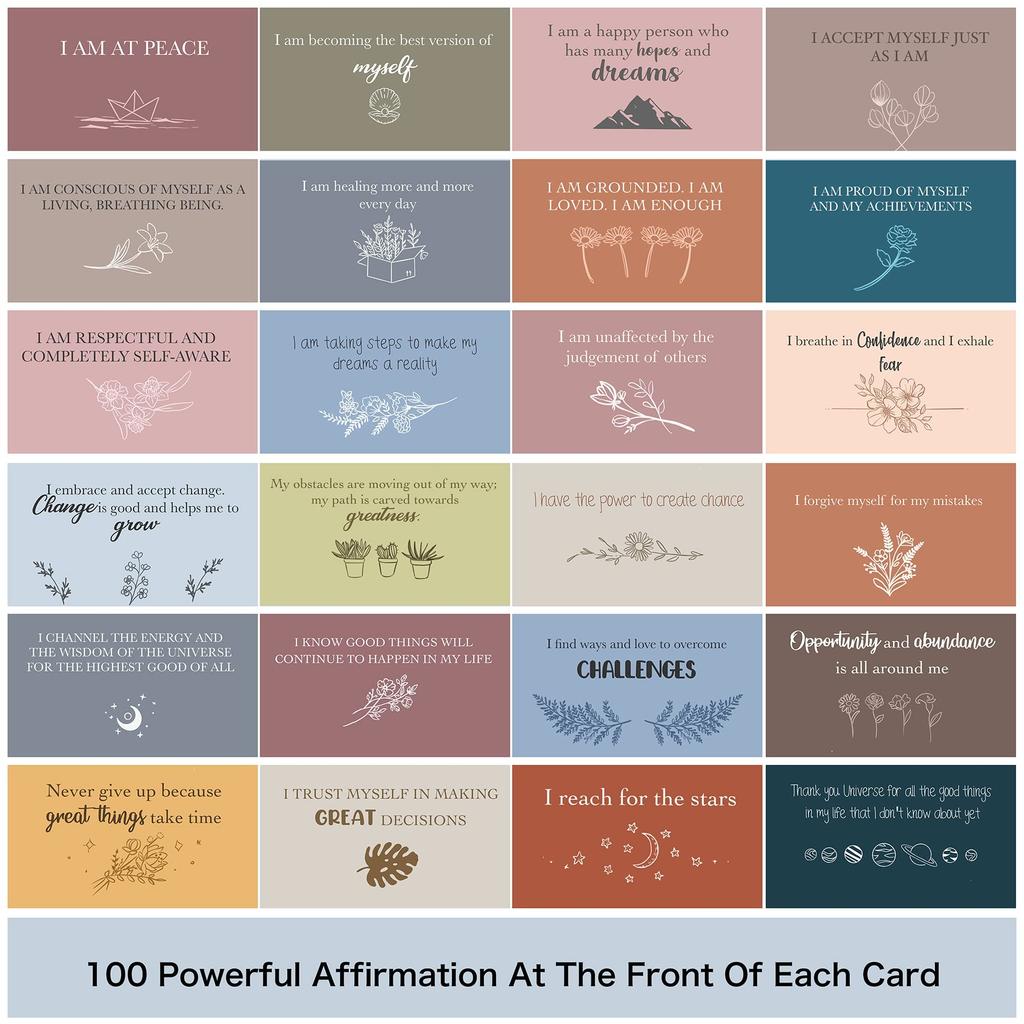 BRYTEFY 100 Affirmation Cards for Women Thought Provoking Questions Unique Affirmation Cards Stress Relief Meditation Self Care Gift for Women and Men