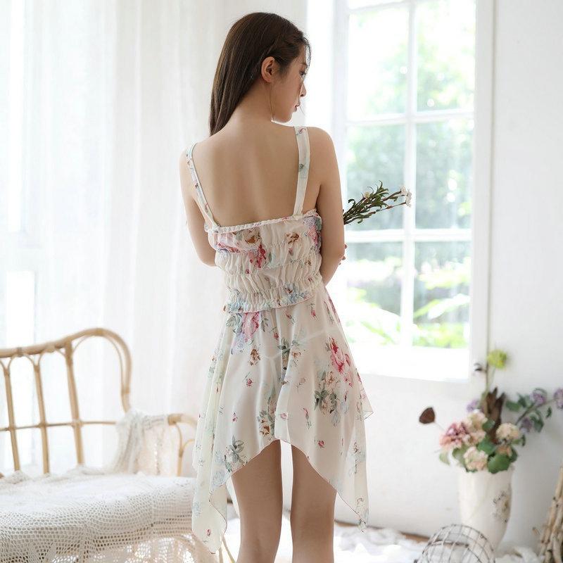 Sex underwear pure desire floral skirt sexy pajamas small chest temptation pure French dress transparent adult