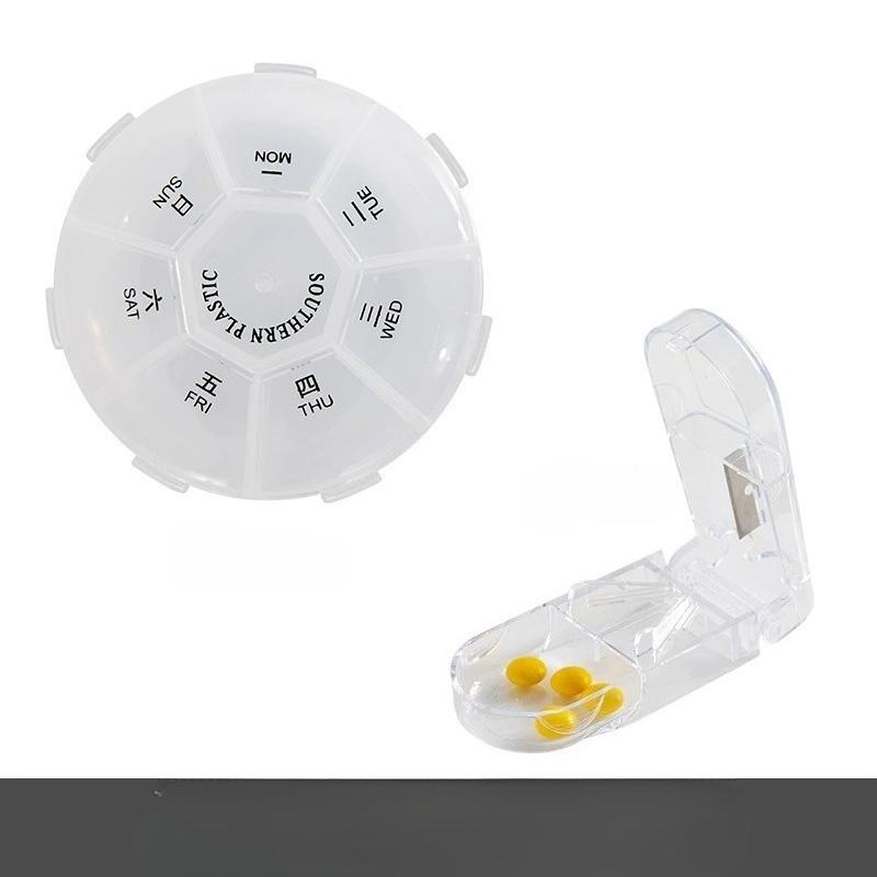 2Pcs/set Portable Sub-packing Pill Box 7 Days Tablet Small Mini Carry-on Travel Week Medicine Pill Storage Box