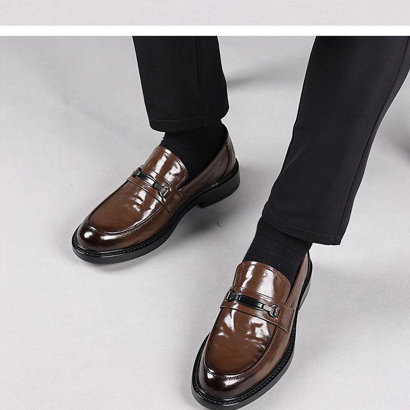 Men's Genuine Leather Cowhide Loafers - Formal Slip-on Shoes