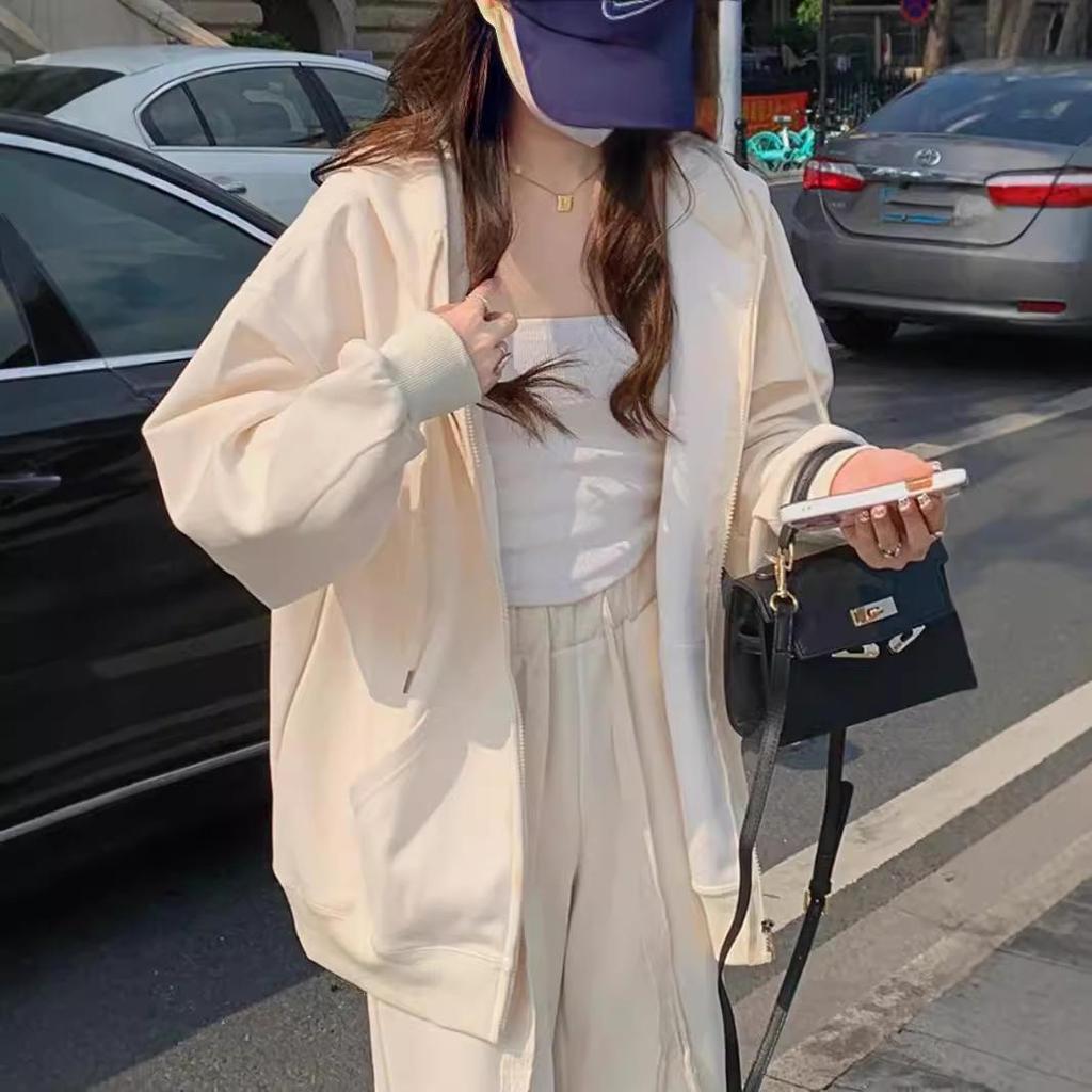 Women's Plus Size Hooded Sweatshirt - Grey Cardigan for Spring & Autumn