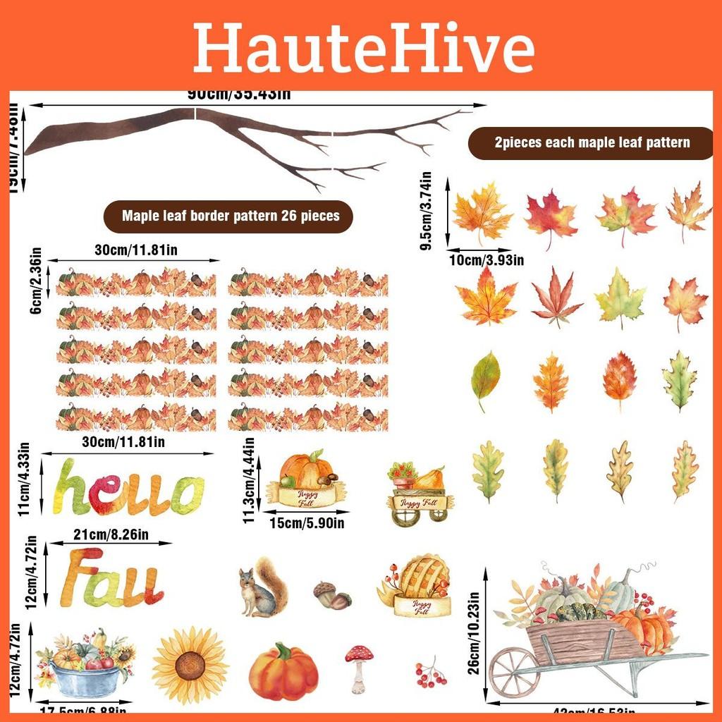 Watercolor Leaf Maple Party Wall Stickers Set For Fall Thanksgiving Decor Home