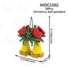 Christmas Pendant MOC Building Blocks Creative Wreath Snowflake Penguin Santa Claus Decorations Model DIY Assembly Toys For Kids