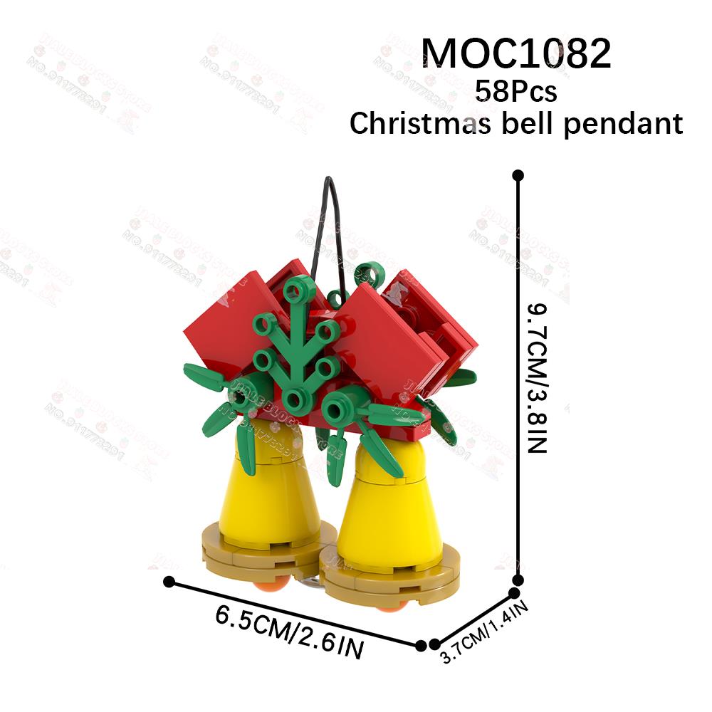 Christmas Pendant MOC Building Blocks Creative Wreath Snowflake Penguin Santa Claus Decorations Model DIY Assembly Toys For Kids