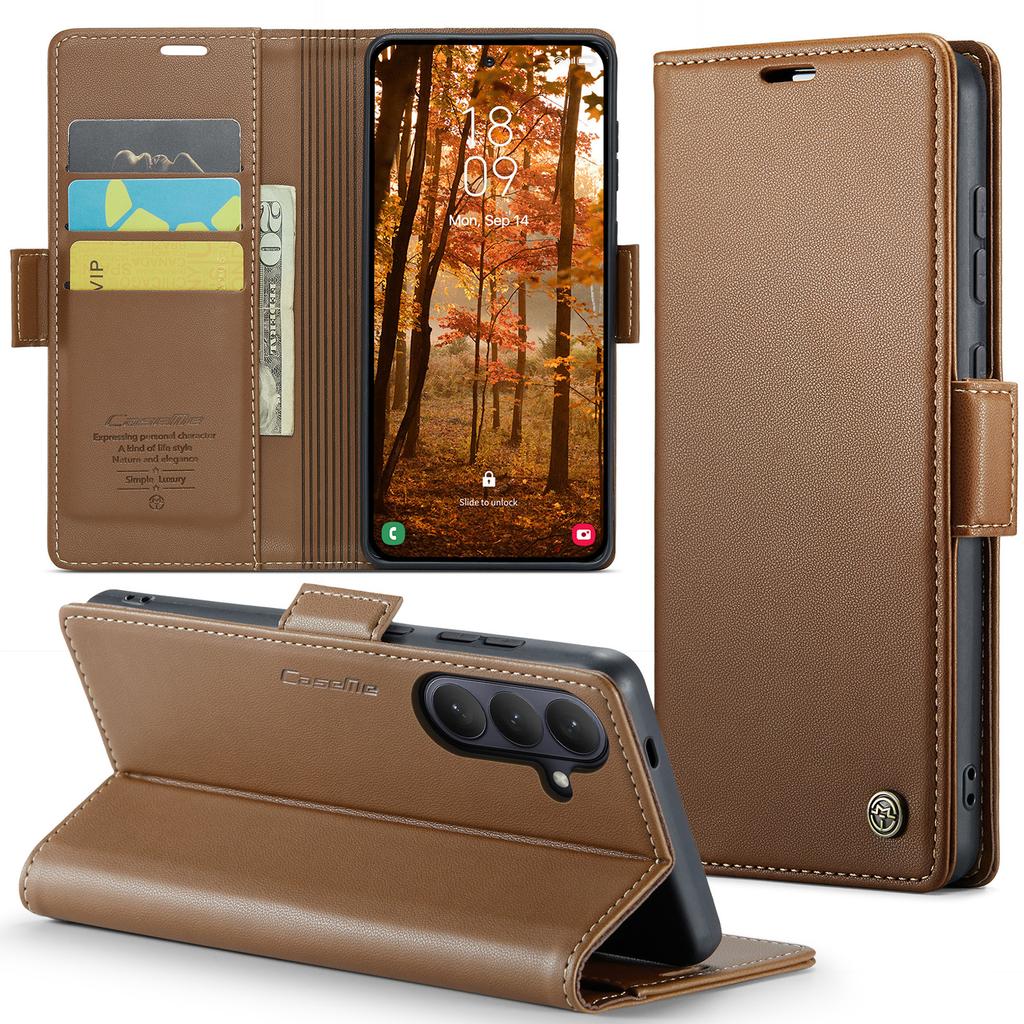 Luxury Magnetic Cards Solt Wallet Flip for Samsung S26 Ultra S25 Plus S24 S23 A36 A56 A17 A07 Kickstand Business Pocket Cover