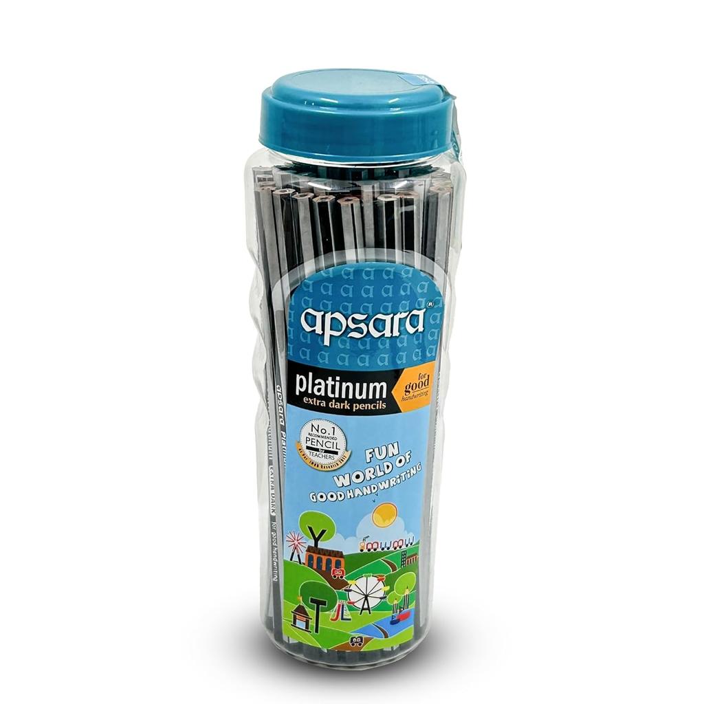 Apsara Platinum Jar Extra Dark Pencils for Writing Practice, School Drawing & Handwriting Improvement Combo of 50