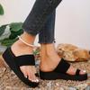 Black Women Flat Flip-flops Slippers Comfortable Non-slip Sandals Bohemian Style Flip Flop Home Bathroom Fashion Slippers Slides