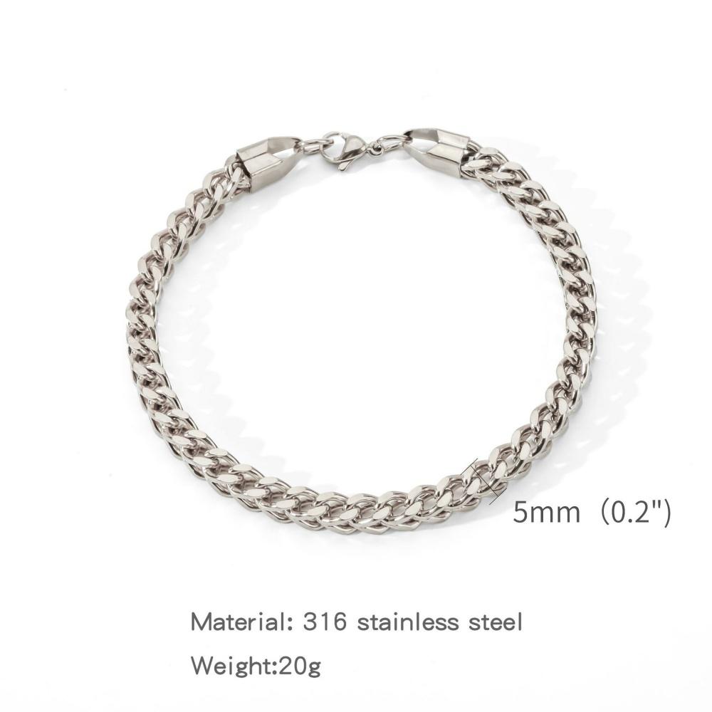 Hip Hop Silver Color Stainless Steel Men Bracelet Retro Metal Braid Thick Chain Bracelet Fashion Women Jewelry Accessories