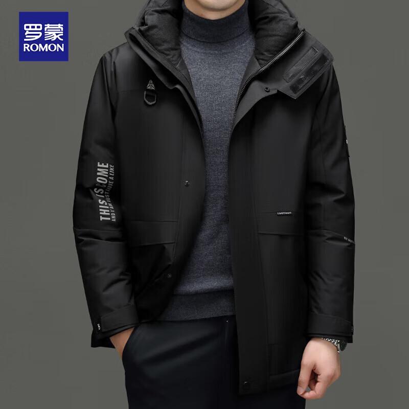 Luomeng Men s Mid-length Hooded 90% White Duck Down Winter Parka L