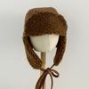 Retro Winter Kids Hat for Boys Lamb Wool Lei Feng Hats Thicken Warm Ear Protection Cap Baby Girls Accessories Solid Color