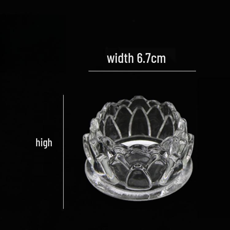 Buddha Offering Lamps: Smokeless Edible Ghee High-Foot Lotus Glass Candlestick Holder