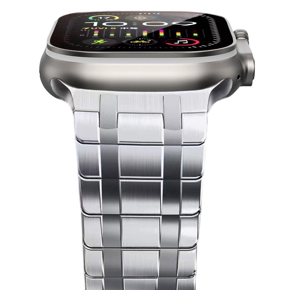 Magnetic Buckle Strap for Apple Watch Ultra 2 49mm 46mm 45mm 44mm Stainless Steel Band For IWatch Series 10 9 8 7 6 5 4 Se 44mm 44mm 45mm 46mm 49mm серебряный