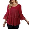 Ladies' Loose Casual Fashionable Knitted Patchwork Sequin Multi-layer Loose Top