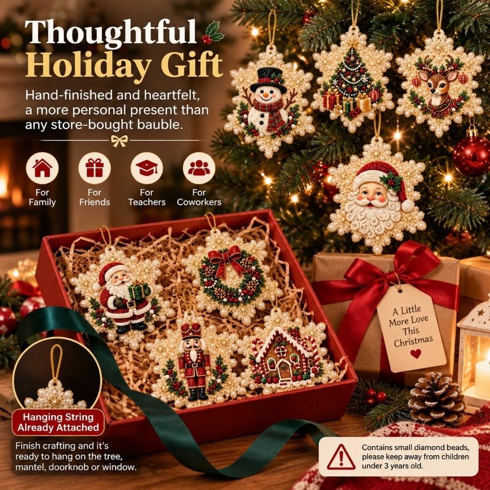 12Pcs Pearl Christmas Wooden Ornament Special-Shaped Gems Hanging Holiday Ornament  Christmas Tree