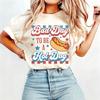 Women's Crew Neck Short Sleeve Summer Vacation Casual T‑Shirt Retro Hot Dog 4th Of July Patriotic Graphic Print Tee Top