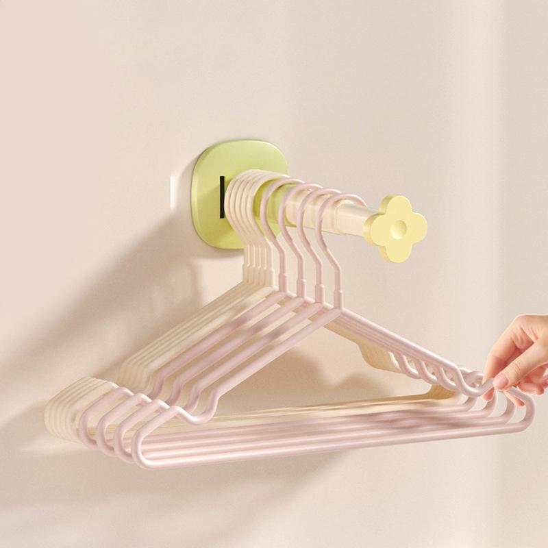 Hanger Storage Rack No-Drill Suction Cup Installation Retractable And Adjustable Length Home Use Hanger Storage Container