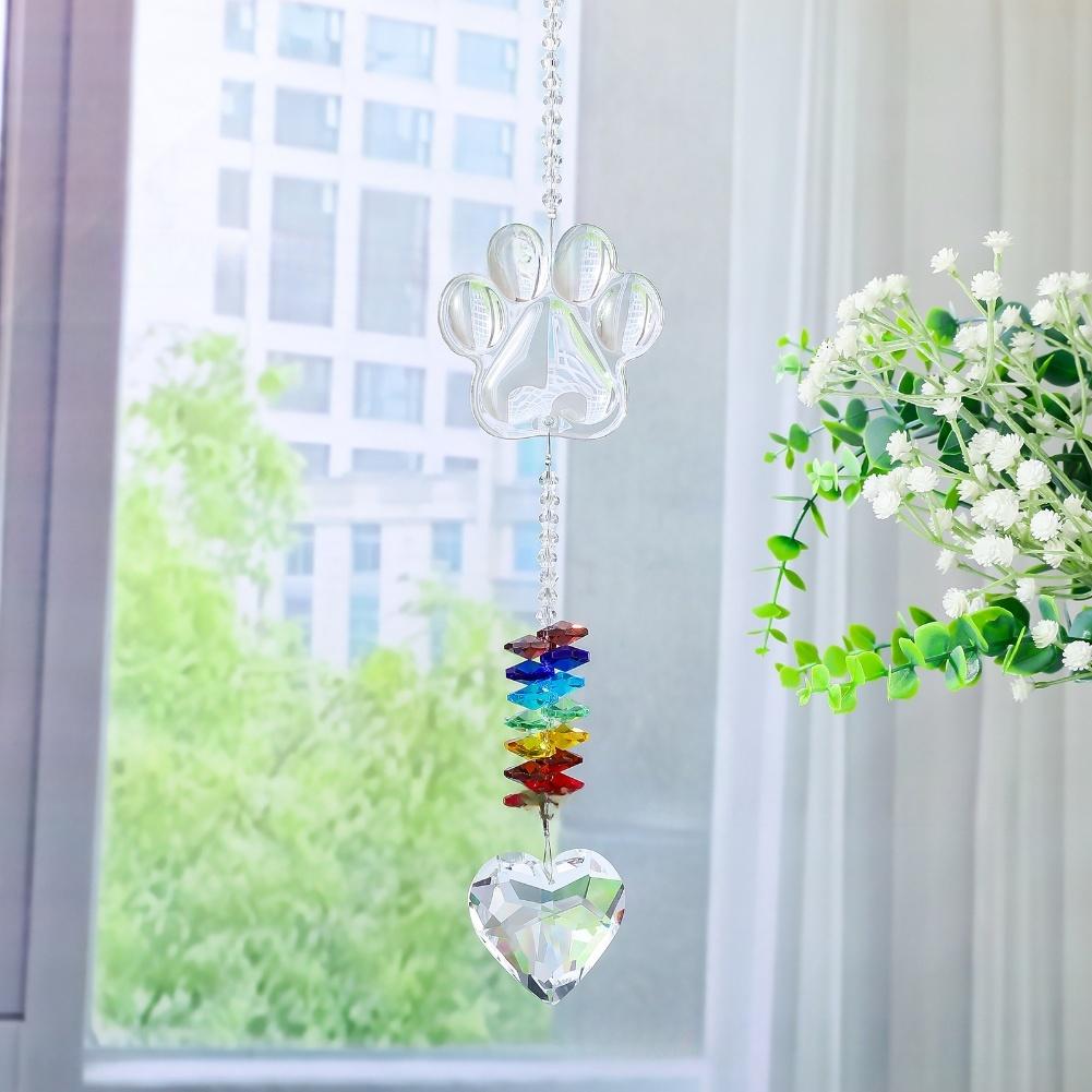 Pet Keepsake Ornament Glass Sun Catcher Paw Print Design Included Hanging Loop Memorial Keepsake Easy To Display