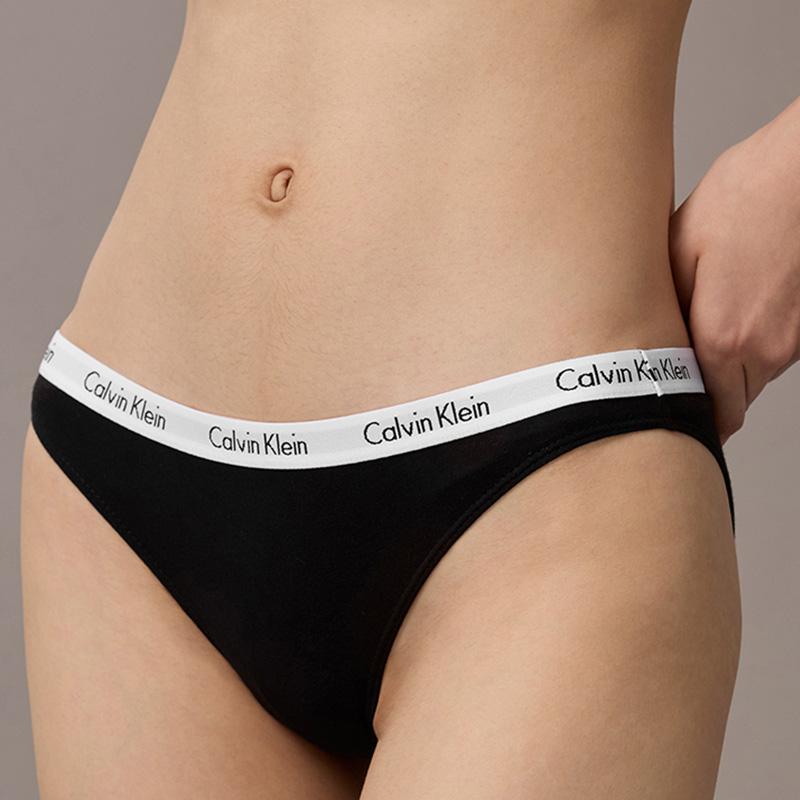 Calvin Klein Jacquard Narrow Waist Cotton Sexy Bikini Triangle Underwear Women Underwear Black D1618O-001