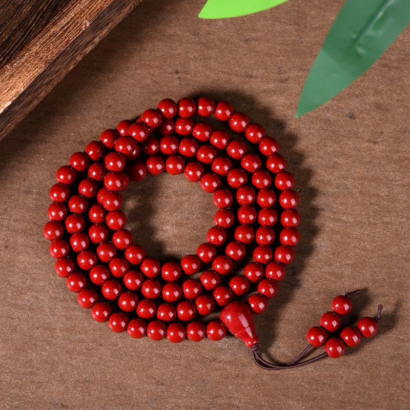 Bestselling Natural Cinnabar 108 Bead Buddhist Rosary Bracelet with High Purple Gold Sand Content