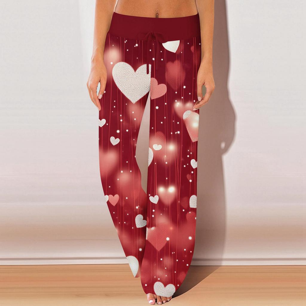 Pantalones de pijama para mujer, ropa de dormir, pantalones casuales con cordón y cintura elástica, pantalones holgados y rectos cómodos para yoga