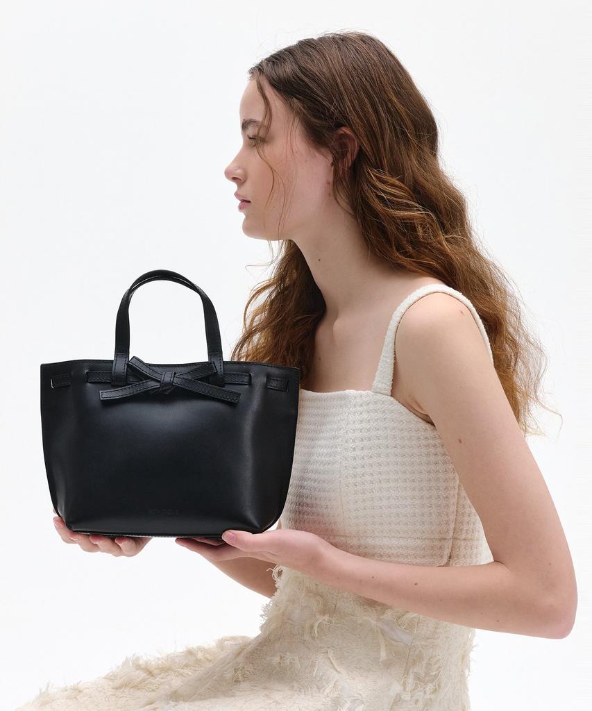 Bowtique Gina Italian Leather Tote Bag - Black