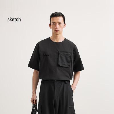 CROQUIS Men's H-Shape Stand Collar Longline T-Shirt