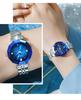 Stylish and cute crystal wristwatch for women, waterproof, brand-name, business-oriented, stainless steel, luxury, cute, gift for her, silver, blue.