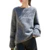 Autumn and winter new camel wool knitted loose sweater thickened large size lazy wind women's round neck pullover