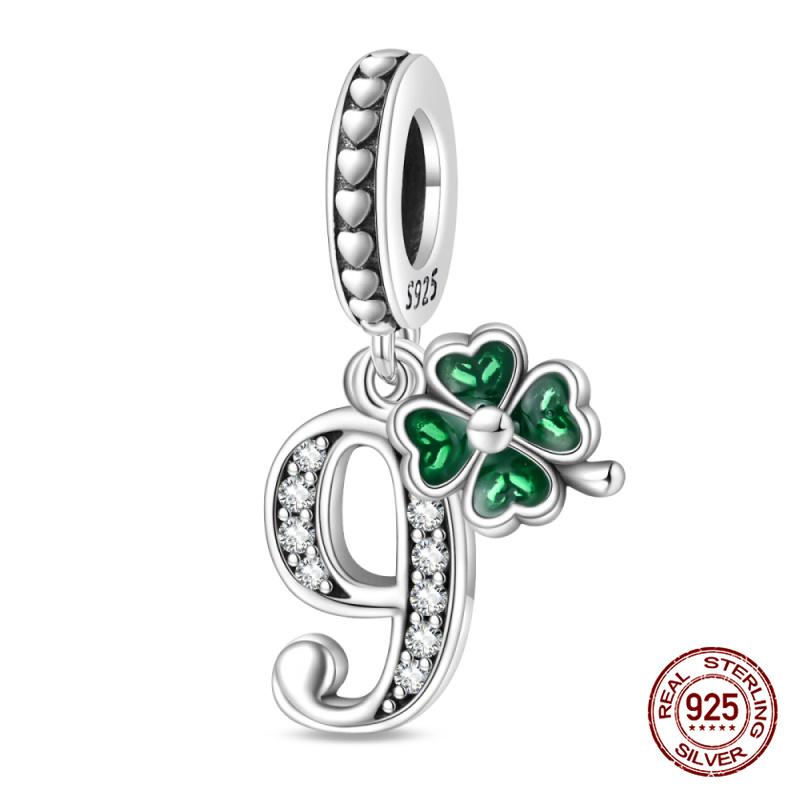 Original Charms Copper Lucky Four Leaf Clover Number Charms Beads Fits 3Mm Original Bracelet Women Diy Jewelry Gift
