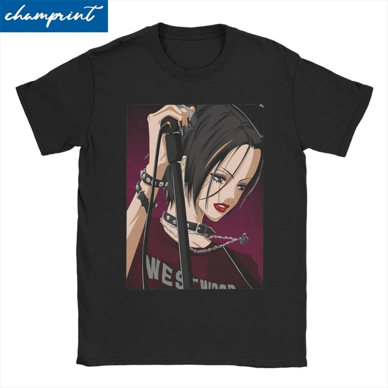 Nana Osaki Cartoon T-Shirts for Men Women Osaki Anime Kawaii Hipster Pure Cotton Tee Shirt Short Sleeve T Shirt Summer Clothing S чёрный