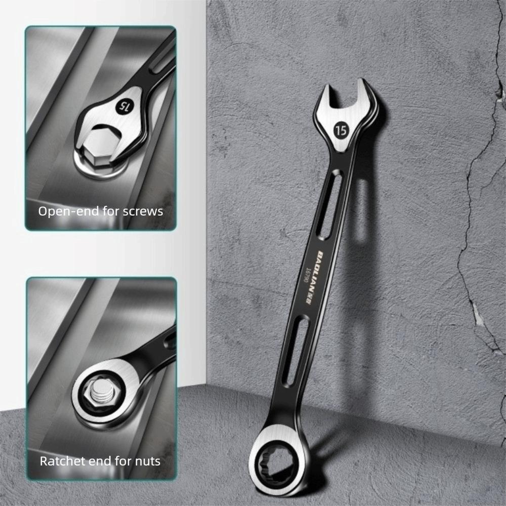 Durable 6-15mm Dual-purpose Wrench Anti Slip Labor-saving Combination Ratchet Wrench Spanner Hand Tool