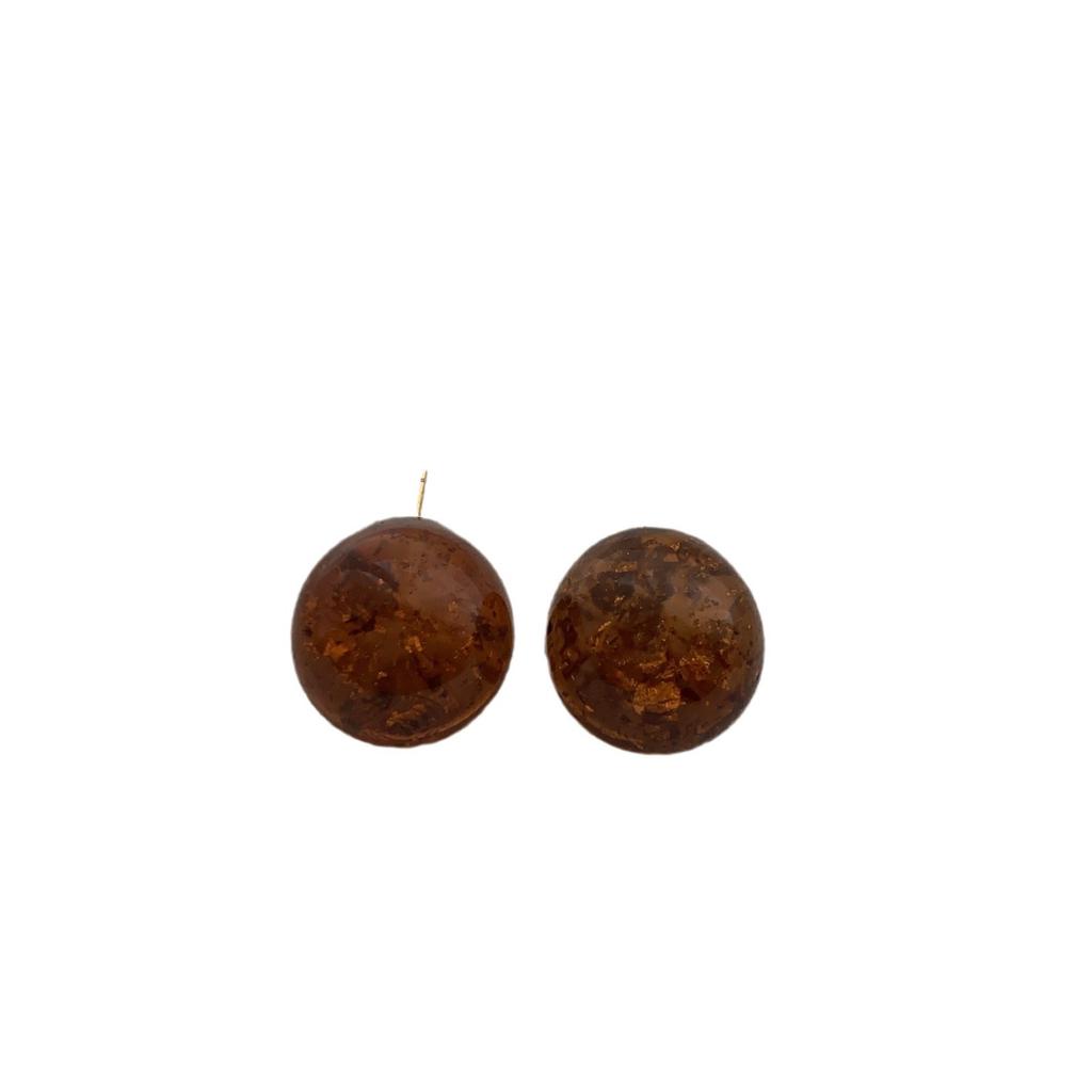 Amber Resin Stud Earrings Simple High-End Versatile Retro Earrings Temperament Elegant Maillard Women