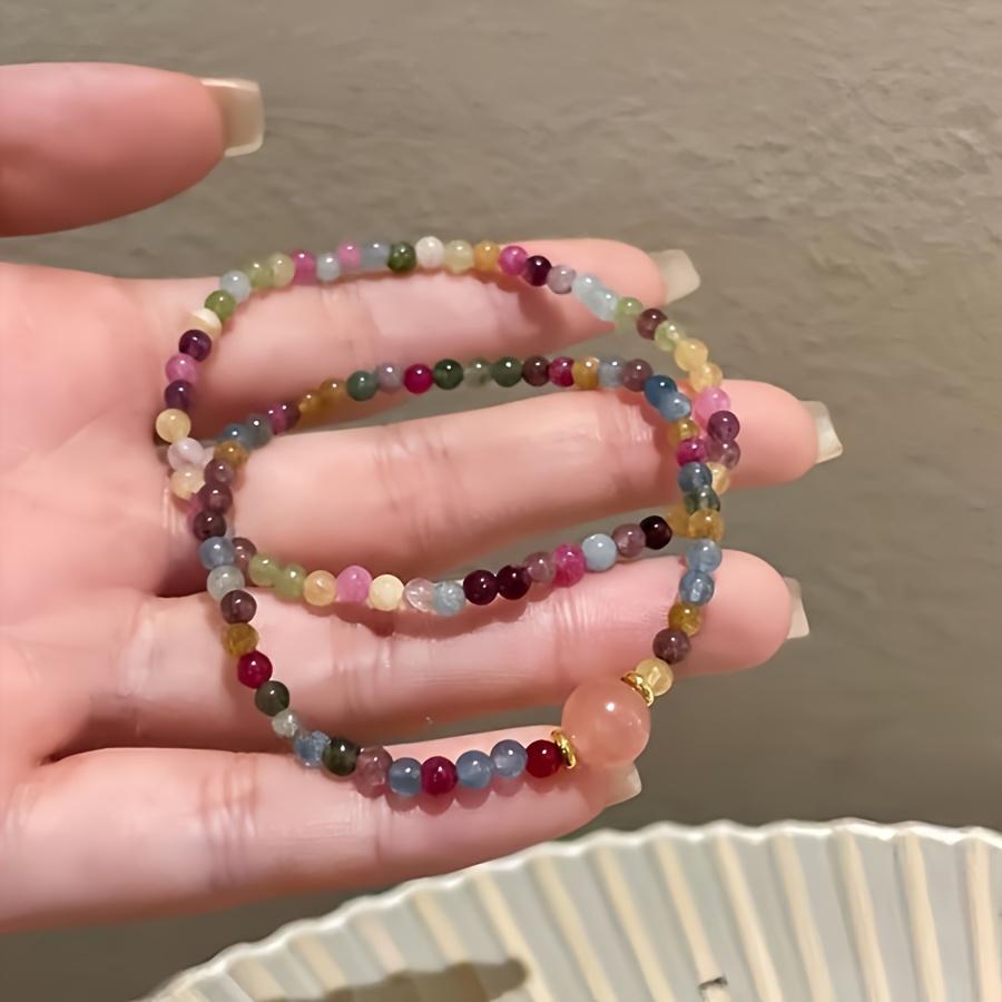1PCS Pink Bead Bracelet, Bohemian Style Hand Woven Bead Accessory, New Chinese Style Bracelet with High-end Fashion, Suitable for Pairing
