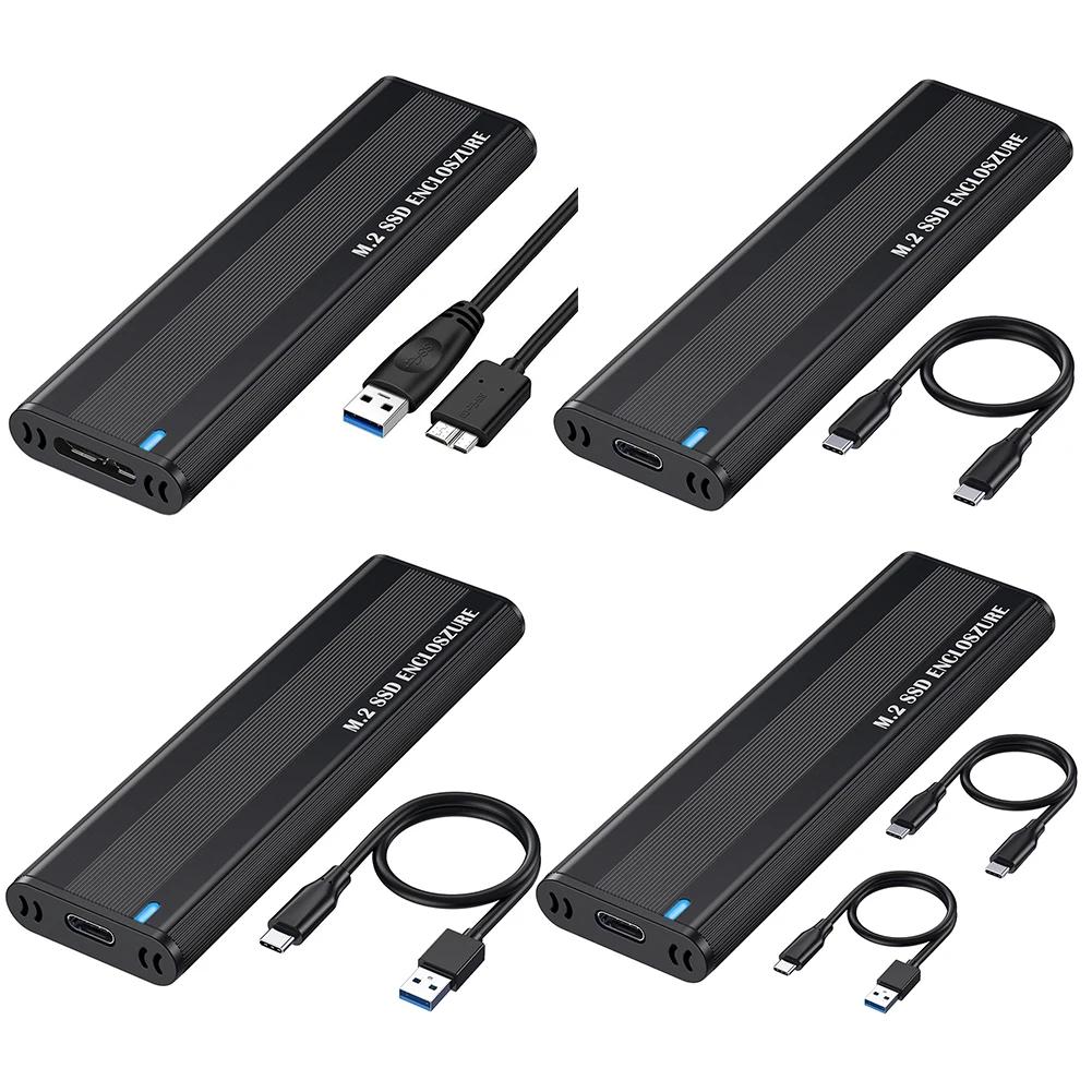 Caixa SSD NVMe M.2 de protocolo duplo 10 Gbps M.2 NVMe SSD Adaptador de gabinete Ferramenta grátis para SSD M.2 2230/2242/2260/2280