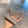 Acrylic Business Card Holder Rhinestone-inlaid Table Top Organizer  Office Decoration