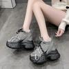 Fashion 11CM New 2025 Autumn Breathable Women Chunky Sneakers Lace-up Wedges Mesh Shoes Thick Soles Trainers High Platform Casual Shoes