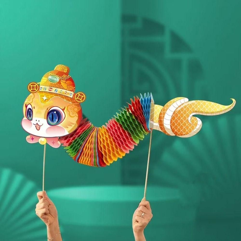 Cartoon 2025 Snake Year Ornaments 3D DIY Dragon Snake Toy Funny Chinese Paper Dance Snake  Wedding