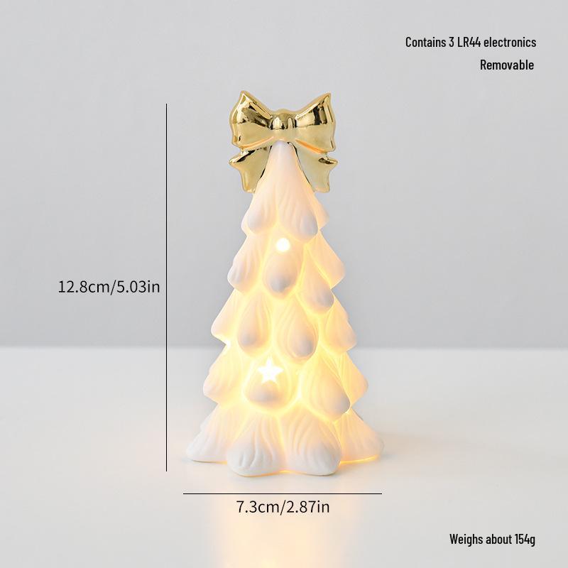 Nordic Style Ceramic Luminous Christmas Tree Ornament - Desktop Decoration Gift