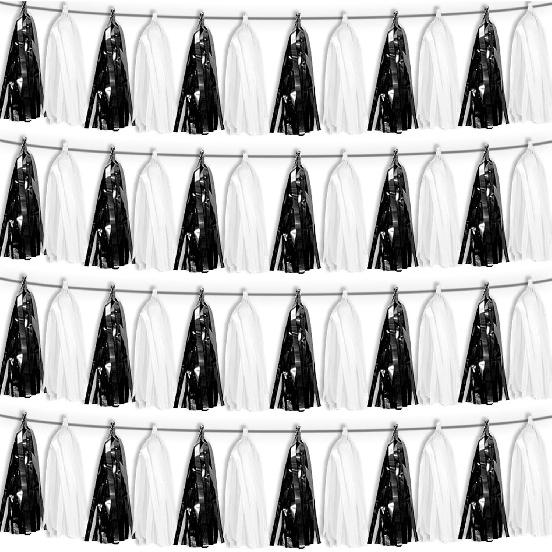 4P Lake Blue Purple-Hot Pink Tassel Banner Garland Metallic Foil Fringe Banner Tel Tassels Streamer Banner Backdrop for Parade Floats,Graduation