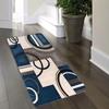 Blue Red Geometric Patchwork Bedside Floor Mat,Soft Door Mat Welcome Mat Kitchen Rug,Living Room Carpet Rug For Bedroom