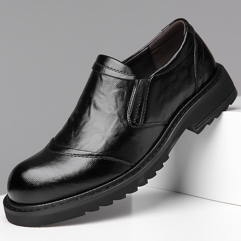 Men's Genuine Cow Leather Shoes Business Casual Shoes With Triple-Stitched Soles For Middle-Aged And Elderly Men