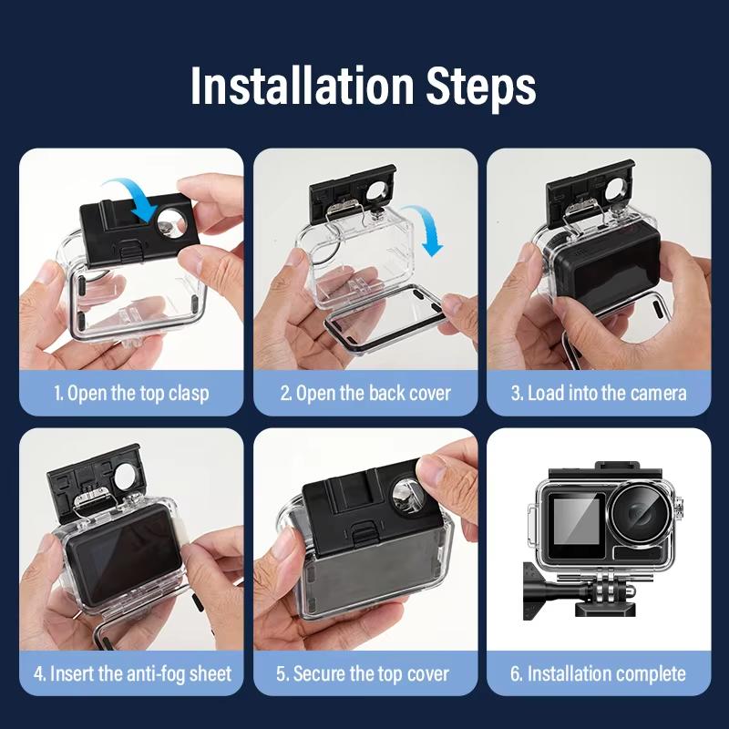 SOONPHO  60M Action Camera Waterproof Cas for DJI Osmo Action4/3/5 Pro Sports Protective Camera Accessories