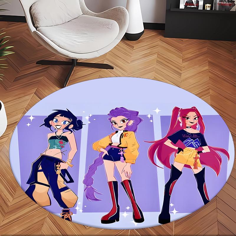 Huntrix (1) Round Office Rug Decorative Floor Rug for Office Bedroom Living Room and Home Space