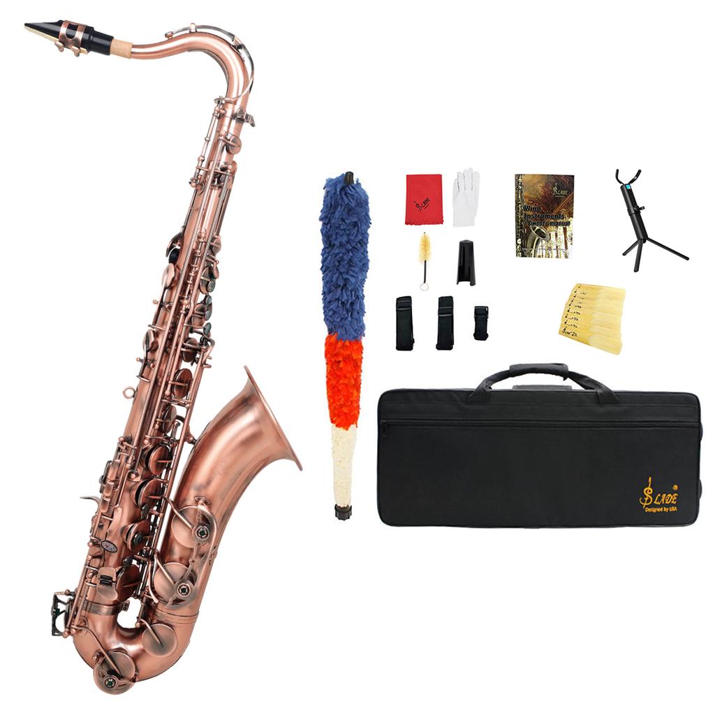 SLADE Tenor Saxophone Multi-materials Selection Sax Brass Body Professional Woodwind Instrument with Case Gloves Accessories