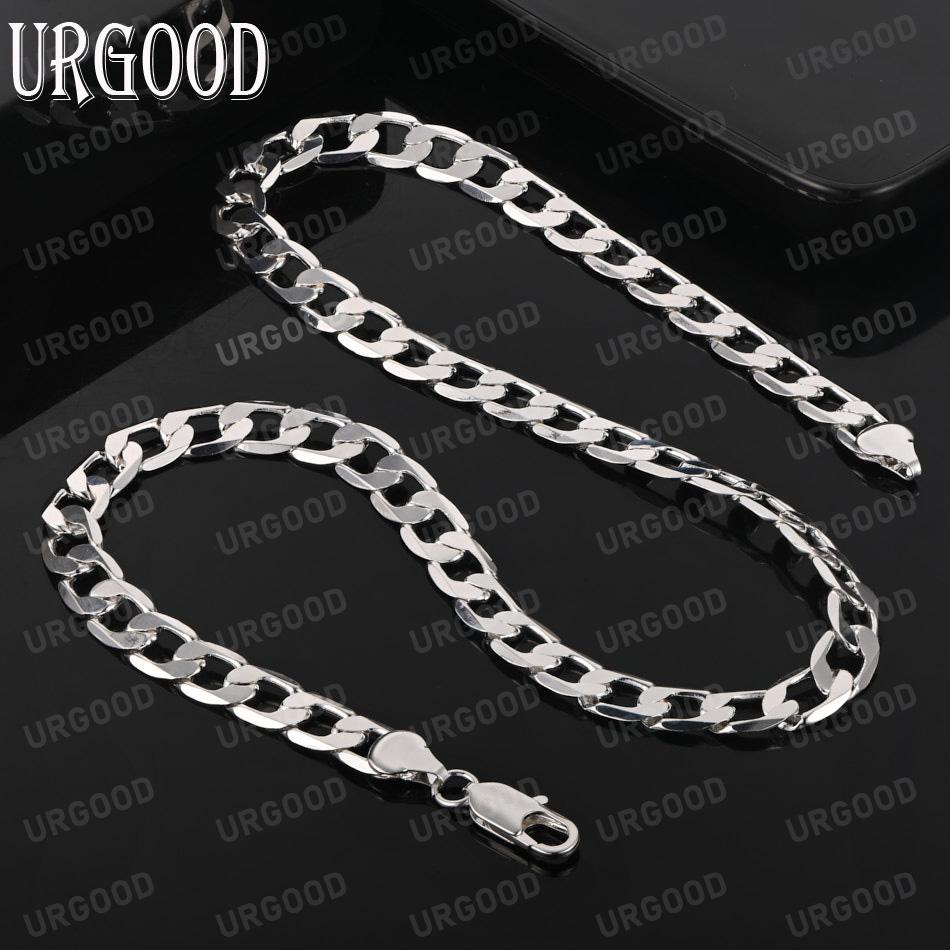 Stříbrný náhrdelník 925, 8 mm, boční řetízek, 16-30 palců, módní svatební šperky